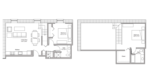 ULI Tobacco Lofts E307 - Two Bedroom, Two Bathroom Floor Plan 