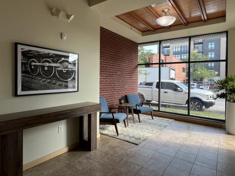 The 18 South Bedford lobby at The Depot Apartments 