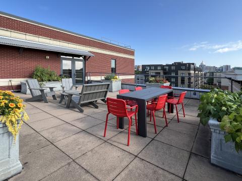 The Depot rooftop terrace offers a relaxing outdoor oasis with stunning Capitol Views 