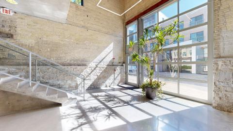 The Tobacco Lofts Apartments sun filled lobby 