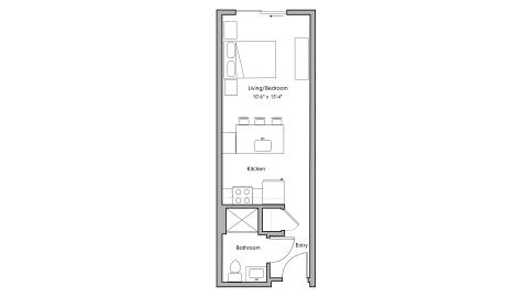 ULI The Penny 322 - Studio, 1 Bath Floor Plan