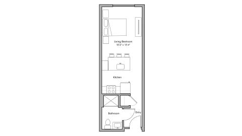 ULI The Penny 424 - Studio, 1 Bath Floor Plan