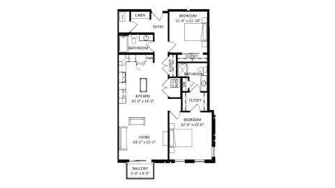 ULI The Irwin N213 - 2 Bed, 2 Bath Floor Plan