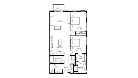ULI The Irwin N312 - 2 Bed, 2 Bath Floor Plan
