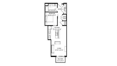 ULI The Irwin N423 - 1 Bed, 1 Bath Floor Plan