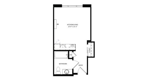 ULI The Irwin S116 - Studio, 1 Bath Floor Plan