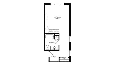 ULI The Irwin S126 - Studio, 1 Bath Floor Plan