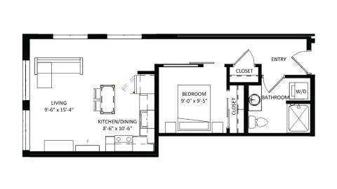 ULI The Irwin S203 - Studio, 1 Bath Floor Plan