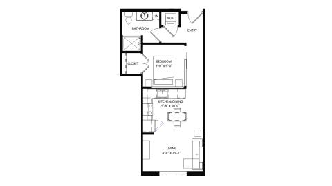 ULI The Irwin S313 - Studio, 1 Bath Floor Plan