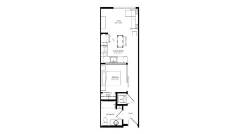 ULI The Irwin S322 - Studio, 1 Bath Floor Plan