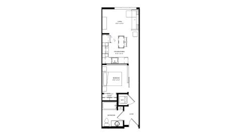 ULI The Irwin S422 - Studio, 1 Bath Floor Plan