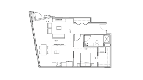 ULI Seven27 106 - One Bedroom, One Bathroom Floor Plan 
